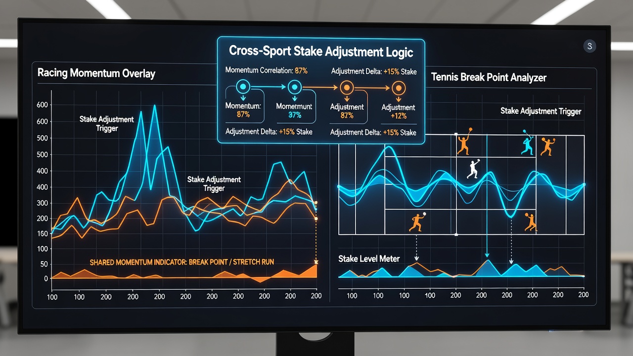 Detailed view of tennis break point momentum tracking integrated with racing and football counterattack data streams