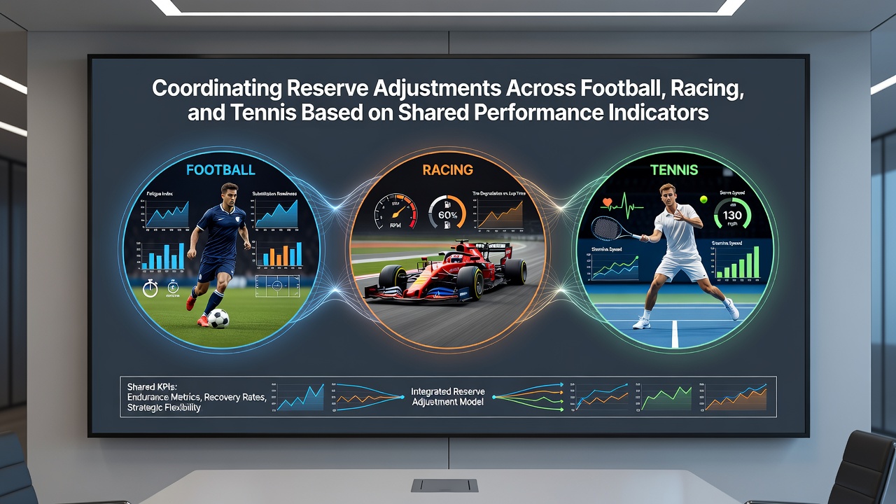 Dashboard displaying synchronized reserve levels for football, racing, and tennis using shared performance indicators