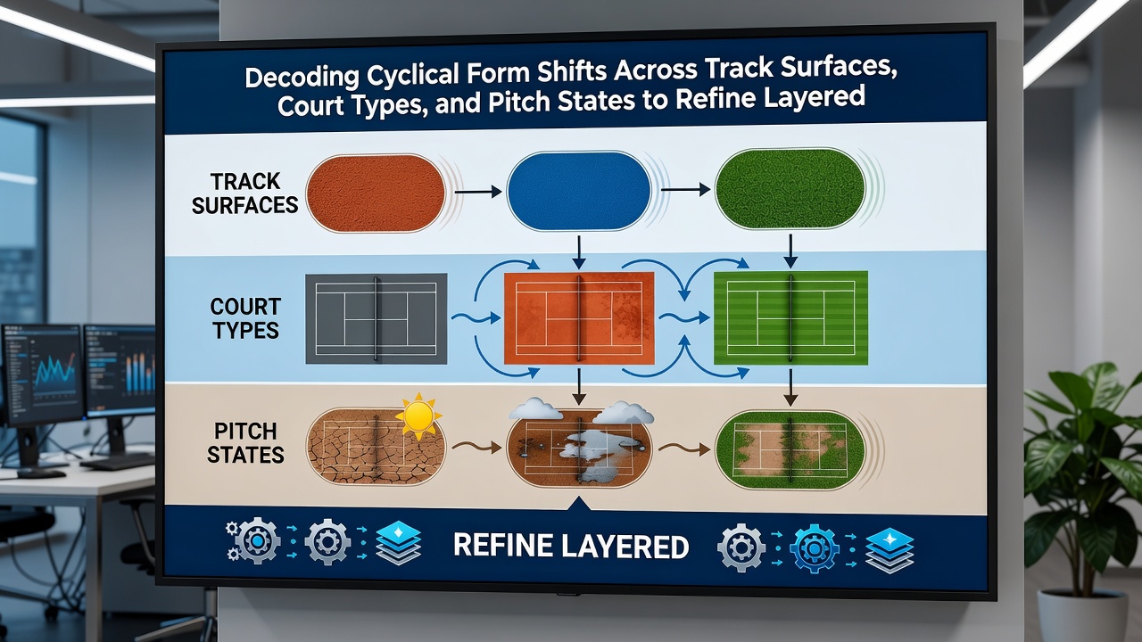 Detailed view of layered betting position charts overlaid on racing, tennis, and soccer surface examples