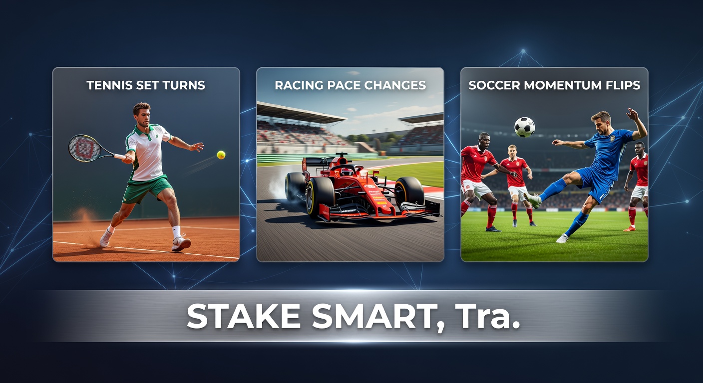 Horse racing scene showing a pace change with front-runners fading and closers surging down the stretch